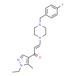 ChemSpider 2D Image | (2E)-1-(1-Ethyl-5-methyl-1H-pyrazol-4-yl)-3-[4-(4-fluorobenzyl)-1-piperazinyl]-2-propen-1-one | C20H25FN4O