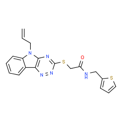 ChemSpider 2D Image | 2-[(5-Allyl-5H-[1,2,4]triazino[5,6-b]indol-3-yl)sulfanyl]-N-(2-thienylmethyl)acetamide | C19H17N5OS2