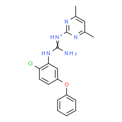 ChemSpider 2D Image | Amino[(2-chloro-5-phenoxyphenyl)amino]-N-(4,6-dimethyl-2-pyrimidinyl)methaniminium | C19H19ClN5O