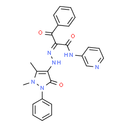 ChemSpider 2D Image | (2Z)-2-[2-(1,5-dimethyl-3-oxo-2-phenylpyrazol-4-yl)hydrazin-1-ylidene]-3-oxo-3-phenyl-N-(pyridin-3-yl)propanamide | C25H22N6O3