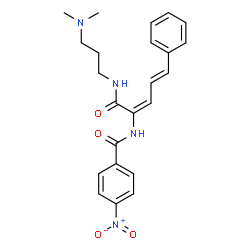 ChemSpider 2D Image | N-[(2E,4E)-1-{[3-(Dimethylamino)propyl]amino}-1-oxo-5-phenyl-2,4-pentadien-2-yl]-4-nitrobenzamide | C23H26N4O4