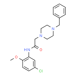 ChemSpider 2D Image | 2-(4-Benzyl-1-piperazinyl)-N-(5-chloro-2-methoxyphenyl)acetamide | C20H24ClN3O2