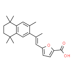 ChemSpider 2D Image | 5-[(1E)-2-(3,5,5,8,8-Pentamethyl-5,6,7,8-tetrahydro-2-naphthalenyl)-1-propen-1-yl]-2-furoic acid | C23H28O3