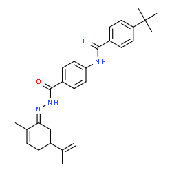 ChemSpider 2D Image | 4-tert-Butyl-N-[4-({(2E)-2-[2-methyl-5-(prop-1-en-2-yl)cyclohex-2-en-1-ylidene]hydrazino}carbonyl)phenyl]benzamide | C28H33N3O2