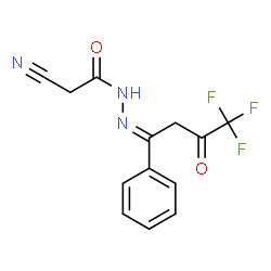 ChemSpider 2D Image | 2-Cyano-N'-[(1E)-4,4,4-trifluoro-3-oxo-1-phenylbutylidene]acetohydrazide | C13H10F3N3O2