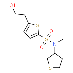 ChemSpider 2D Image | 5-(2-Hydroxyethyl)-N-methyl-N-(tetrahydro-3-thiophenyl)-2-thiophenesulfonamide | C11H17NO3S3