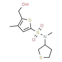 ChemSpider 2D Image | 5-(Hydroxymethyl)-N,4-dimethyl-N-(tetrahydro-3-thiophenyl)-2-thiophenesulfonamide | C11H17NO3S3