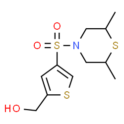 ChemSpider 2D Image | {4-[(2,6-Dimethyl-4-thiomorpholinyl)sulfonyl]-2-thienyl}methanol | C11H17NO3S3