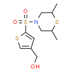ChemSpider 2D Image | {5-[(2,6-Dimethyl-4-thiomorpholinyl)sulfonyl]-3-thienyl}methanol | C11H17NO3S3