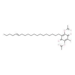 ChemSpider 2D Image | 2-Methyl-5-[(14E)-14-nonadecen-1-yl]-3,6-dioxo-1,4-cyclohexadiene-1,4-diyl diacetate | C30H46O6