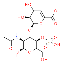 ChemSpider 2D Image | 2-Acetamido-2-deoxy-3-O-[(3xi)-4-deoxy-alpha-L-glycero-hex-4-enopyranuronosyl]-4-O-sulfo-alpha-L-erythro-hexopyranose | C14H21NO14S
