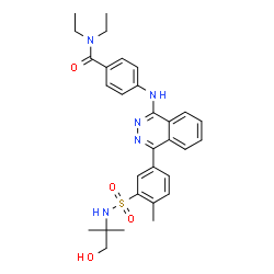 ChemSpider 2D Image | N,N-Diethyl-4-[(4-{3-[(1-hydroxy-2-methyl-2-propanyl)sulfamoyl]-4-methylphenyl}-1-phthalazinyl)amino]benzamide | C30H35N5O4S