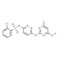 ChemSpider 2D Image | 6-[(4-Methoxy-6-methyl-2-pyrimidinyl)oxy]-3-pyridazinyl 2-chlorobenzenesulfonate | C16H13ClN4O5S