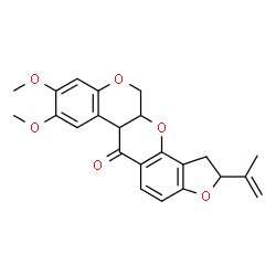 ChemSpider 2D Image | 2-Isopropenyl-8,9-dimethoxy-1,2,12,12a-tetrahydrochromeno[3,4-b]furo[2,3-h]chromen-6(6aH)-one | C23H22O6