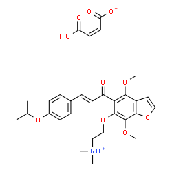 ChemSpider 2D Image | 2-({5-[(2E)-3-(4-Isopropoxyphenyl)-2-propenoyl]-4,7-dimethoxy-1-benzofuran-6-yl}oxy)-N,N-dimethylethanaminium (2Z)-3-carboxyacrylate | C30H35NO10