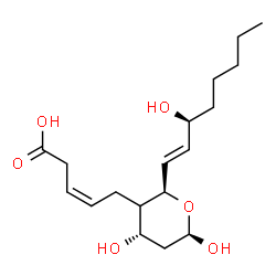 ChemSpider 2D Image | (4xi,5R)-4-[(2Z)-4-Carboxy-2-buten-1-yl]-2,4-dideoxy-5-[(1E,3S)-3-hydroxy-1-octen-1-yl]-beta-D-glycero-pentopyranose | C18H30O6