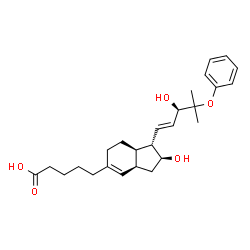ChemSpider 2D Image | 5-{(1S,2S,3aR,7aR)-2-Hydroxy-1-[(1E,3R)-3-hydroxy-4-methyl-4-phenoxy-1-penten-1-yl]-2,3,3a,6,7,7a-hexahydro-1H-inden-5-yl}pentanoic acid | C26H36O5