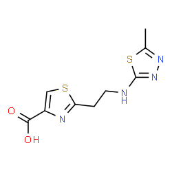 ChemSpider 2D Image | 2-{2-[(5-Methyl-1,3,4-thiadiazol-2-yl)amino]ethyl}-1,3-thiazole-4-carboxylic acid | C9H10N4O2S2