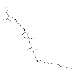 ChemSpider 2D Image | (3S,5R)-3-(2-Oxopropyl)-5-(5-{(2R,5S)-5-[(1S,4R,5R,8Z)-1,4,5-trihydroxy-8-henicosen-1-yl]tetrahydro-2-furanyl}pentyl)dihydro-2(3H)-furanone | C37H66O7