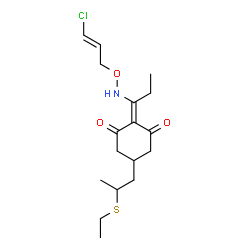 ChemSpider 2D Image | 2-[1-({[(2E)-3-Chloro-2-propen-1-yl]oxy}amino)propylidene]-5-[2-(ethylsulfanyl)propyl]-1,3-cyclohexanedione | C17H26ClNO3S