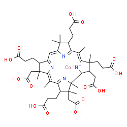 ChemSpider 2D Image | cobaltic;3-[(5Z,10Z,15Z)-3,13,17-tris(2-carboxyethyl)-2,7,18-tris(carboxymethyl)-1,2,5,7,12,12,15,17-octamethyl-8,13,18,19-tetrahydro-3H-corrin-24-id-8-yl]propanoic acid | C45H59CoN4O14
