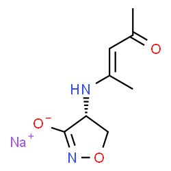 ChemSpider 2D Image | Sodium (4R)-4-{[(2E)-4-oxo-2-penten-2-yl]amino}-4,5-dihydro-1,2-oxazol-3-olate | C8H11N2NaO3