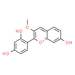 ChemSpider 2D Image | 2-(2,4-Dihydroxyphenyl)-7-hydroxy-3-methoxychromenium | C16H13O5