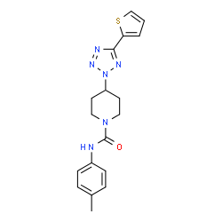 ChemSpider 2D Image | N-(4-methylphenyl)-4-(5-thien-2-yl-2H-tetrazol-2-yl)piperidine-1-carboxamide | C18H20N6OS