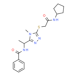 ChemSpider 2D Image | N-[1-(5-{[2-(Cyclopentylamino)-2-oxoethyl]sulfanyl}-4-methyl-4H-1,2,4-triazol-3-yl)ethyl]benzamide | C19H25N5O2S