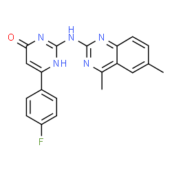ChemSpider 2D Image | 4-pyrimidinol, 2-[(4,6-dimethyl-2-quinazolinyl)amino]-6-(4-fluorophenyl)- | C20H16FN5O