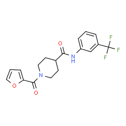 ChemSpider 2D Image | 1-(2-Furoyl)-N-[3-(trifluoromethyl)phenyl]-4-piperidinecarboxamide | C18H17F3N2O3