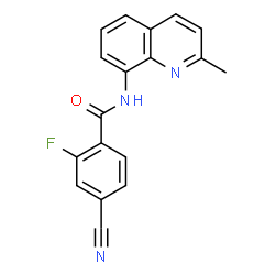 ChemSpider 2D Image | 4-Cyano-2-fluoro-N-(2-methyl-8-quinolinyl)benzamide | C18H12FN3O