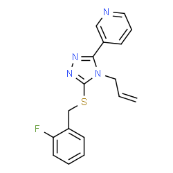 ChemSpider 2D Image | 3-{4-Allyl-5-[(2-fluorobenzyl)sulfanyl]-4H-1,2,4-triazol-3-yl}pyridine | C17H15FN4S