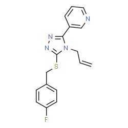 ChemSpider 2D Image | 3-{4-Allyl-5-[(4-fluorobenzyl)sulfanyl]-4H-1,2,4-triazol-3-yl}pyridine | C17H15FN4S