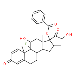 ChemSpider 2D Image | 9-Fluoro-11,21-dihydroxy-16-methyl-3,20-dioxopregna-1,4-dien-17-yl benzoate | C29H33FO6