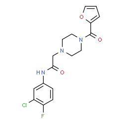 ChemSpider 2D Image | N-(3-Chloro-4-fluorophenyl)-2-[4-(2-furoyl)-1-piperazinyl]acetamide | C17H17ClFN3O3
