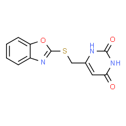 ChemSpider 2D Image | 6-[(1,3-Benzoxazol-2-ylsulfanyl)methyl]-2,4(1H,3H)-pyrimidinedione | C12H9N3O3S