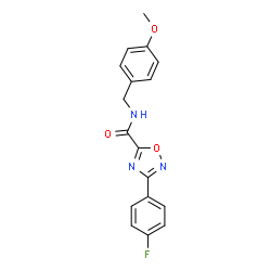ChemSpider 2D Image | 3-(4-Fluorophenyl)-N-(4-methoxybenzyl)-1,2,4-oxadiazole-5-carboxamide | C17H14FN3O3