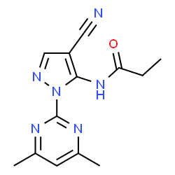 ChemSpider 2D Image | N-[4-Cyano-1-(4,6-dimethyl-2-pyrimidinyl)-1H-pyrazol-5-yl]propanamide | C13H14N6O