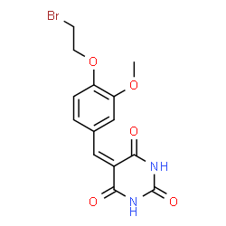 ChemSpider 2D Image | 5-[4-(2-Bromoethoxy)-3-methoxybenzylidene]-2,4,6(1H,3H,5H)-pyrimidinetrione | C14H13BrN2O5