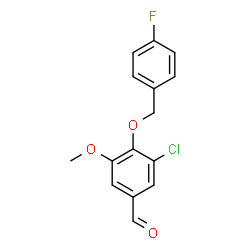 ChemSpider 2D Image | 3-Chloro-4-[(4-fluorobenzyl)oxy]-5-methoxybenzaldehyde | C15H12ClFO3