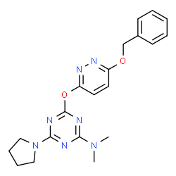 ChemSpider 2D Image | 4-{[6-(Benzyloxy)-3-pyridazinyl]oxy}-N,N-dimethyl-6-(1-pyrrolidinyl)-1,3,5-triazin-2-amine | C20H23N7O2