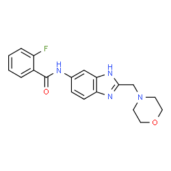 ChemSpider 2D Image | 2-Fluoro-N-[2-(4-morpholinylmethyl)-1H-benzimidazol-6-yl]benzamide | C19H19FN4O2