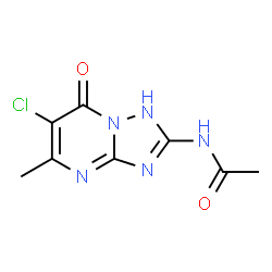 ChemSpider 2D Image | N-(6-Chloro-5-methyl-7-oxo-1,7-dihydro[1,2,4]triazolo[1,5-a]pyrimidin-2-yl)acetamide | C8H8ClN5O2