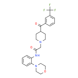 ChemSpider 2D Image | N-[2-(4-Morpholinyl)phenyl]-2-{4-[3-(trifluoromethyl)benzoyl]-1-piperidinyl}acetamide | C25H28F3N3O3