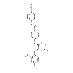 ChemSpider 2D Image | Nalpha-Acetyl-N-{1-[(4-cyanophenyl)carbamoyl]-4-piperidinyl}-2-methoxy-O-methyltyrosinamide | C26H31N5O5