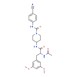 ChemSpider 2D Image | Nalpha-Acetyl-N-{1-[(4-cyanophenyl)carbamoyl]-4-piperidinyl}-3,5-dimethoxyphenylalaninamide | C26H31N5O5
