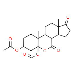 ChemSpider 2D Image | 5a-(Formyloxy)-9a,11a-dimethyl-1,4-dioxohexadecahydroindeno[4,5-c]chromen-7-yl acetate | C21H28O7