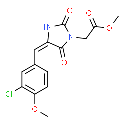 ChemSpider 2D Image | Methyl [(4E)-4-(3-chloro-4-methoxybenzylidene)-2,5-dioxo-1-imidazolidinyl]acetate | C14H13ClN2O5