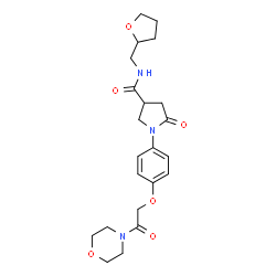 ChemSpider 2D Image | 1-{4-[2-(4-Morpholinyl)-2-oxoethoxy]phenyl}-5-oxo-N-(tetrahydro-2-furanylmethyl)-3-pyrrolidinecarboxamide | C22H29N3O6